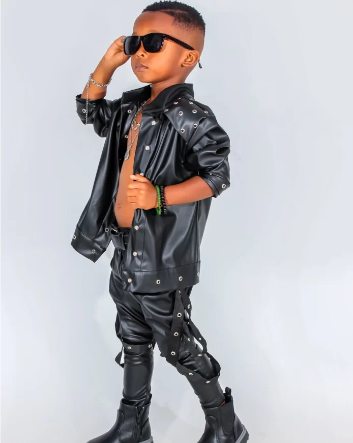 Kids Edgy fuax leather ensemble